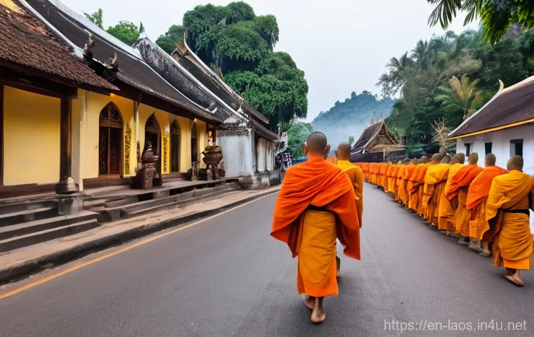 라오스 불교 사원 - **Gilded Grandeur of Wat Xieng Thong:** A majestic wide shot of Wat Xieng Thong in Luang Prabang, La...