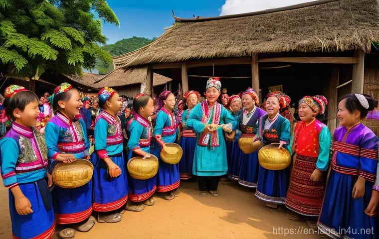 라오스 소수 민족 - **Prompt:** A close-up shot of an elderly Khmu woman in a remote Laotian village, her hands graceful...