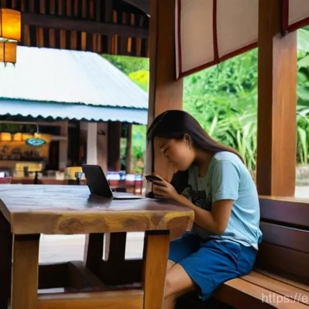 라오스 와이파이 대여 - **Prompt:** A young female traveler, wearing comfortable and modest hiking attire (lightweight t-shi...