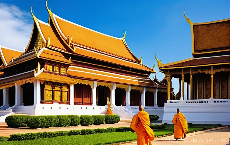 라오스 수도 비엔티안 역사 - **Prompt:** "A serene, wide-angle shot of the Mekong River at sunset, depicting early settlements al...