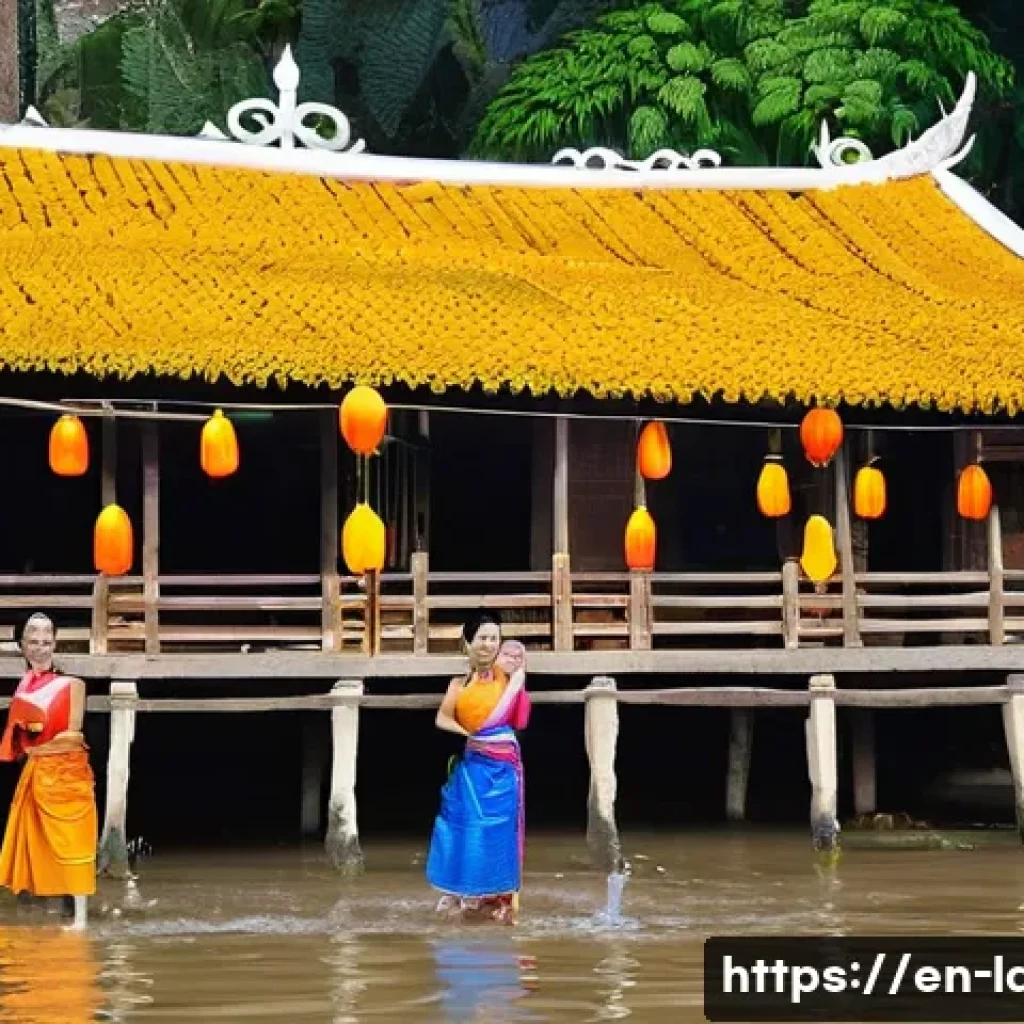 라오스 지역별 민속 축제 - **Prompt 1: Boun Pi Mai Lao Water Festival in Luang Prabang**
"A vibrant and joyful scene captur...