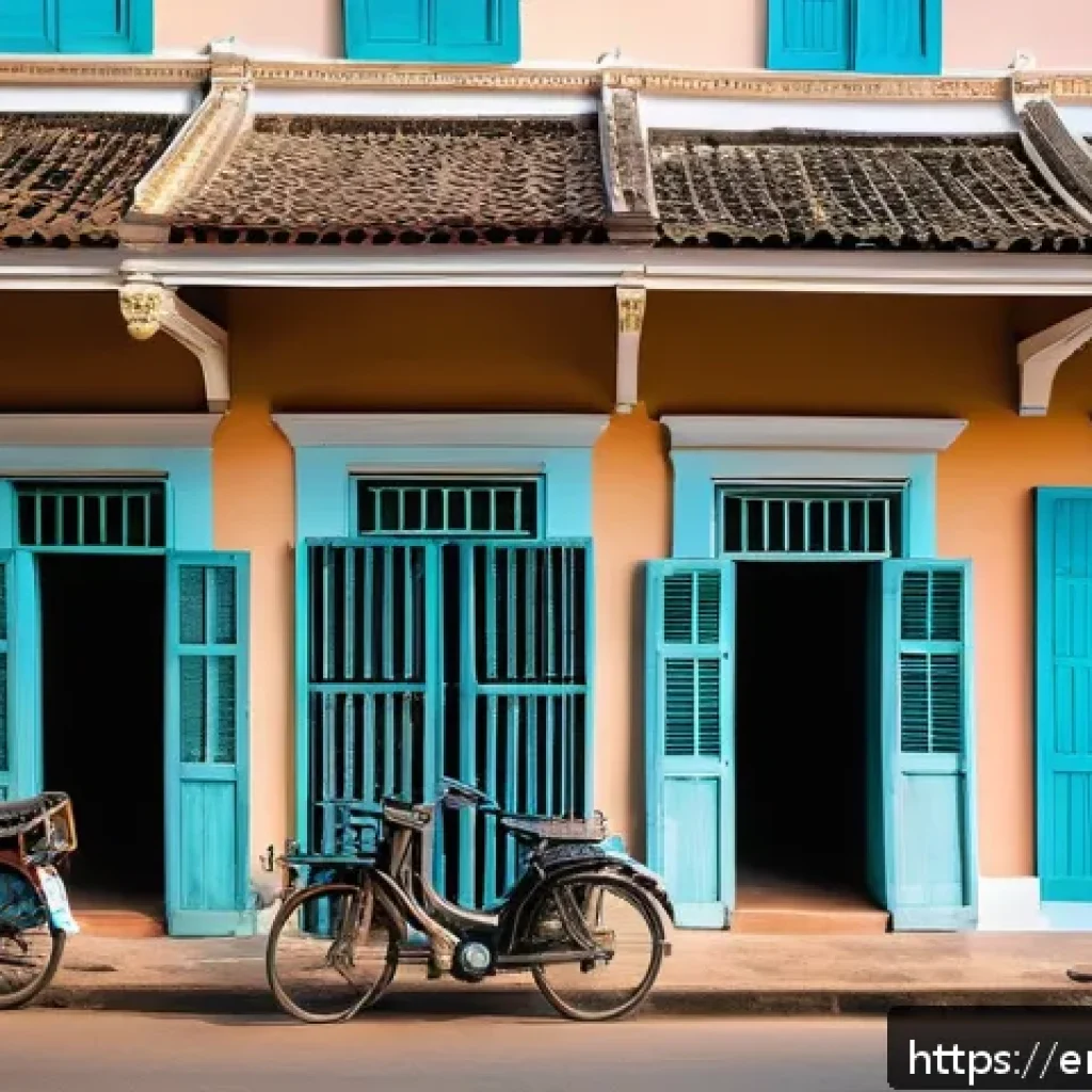 라오스와 프랑스 관계사 - A vibrant street scene in Luang Prabang featuring well-preserved French colonial architecture: paste...